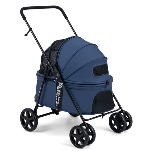 Foldable Pet Stroller for Small to Medium Dogs with Brake