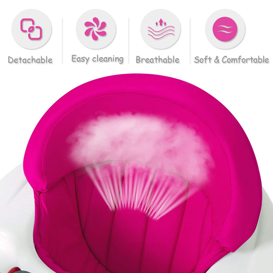 Adjustable Height Removable Folding Portable Baby Walker-Pink