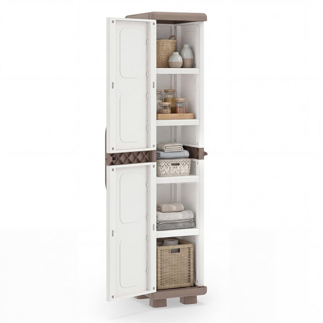 Plastic Kitchen Pantry with 4 Adjustable Shelves and Single Door for Living Room and Kitchen