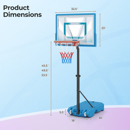 Pool Basketball Hoop with Adjustable Height and Weighted Base