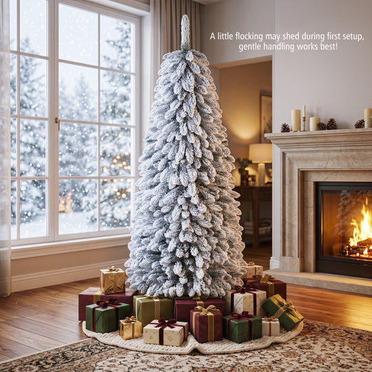 Pop up Christmas Tree with Snowy Branch Tips and Folding Metal Stand for Party