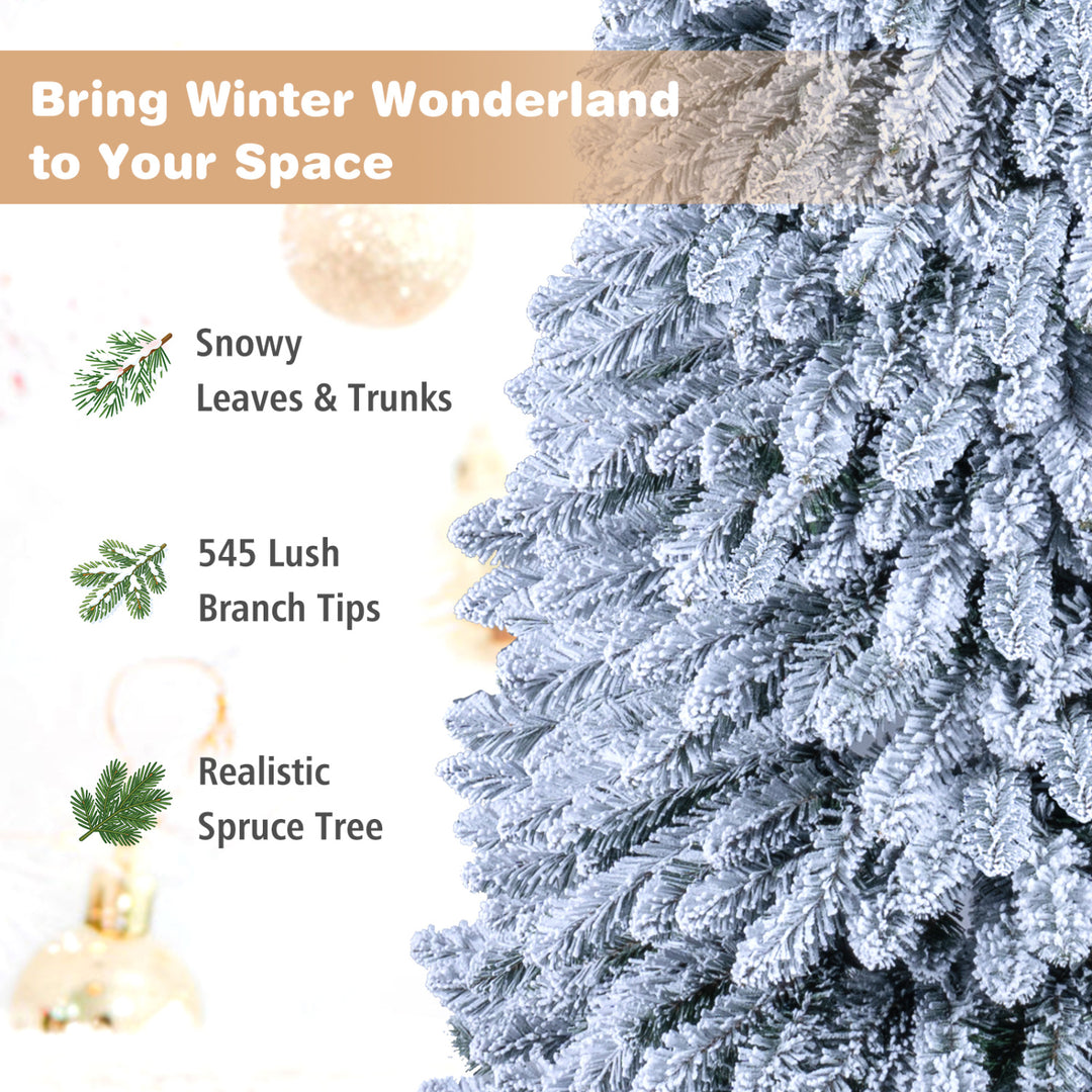 Pop up Christmas Tree with Snowy Branch Tips and Folding Metal Stand for Party