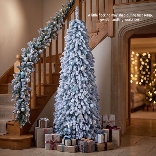 Pop up Christmas Tree with Snowy Branch Tips and Folding Metal Stand for Party