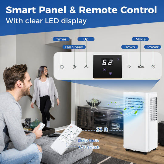 8000 BTU Portable Air Conditioner with Dehumidifier