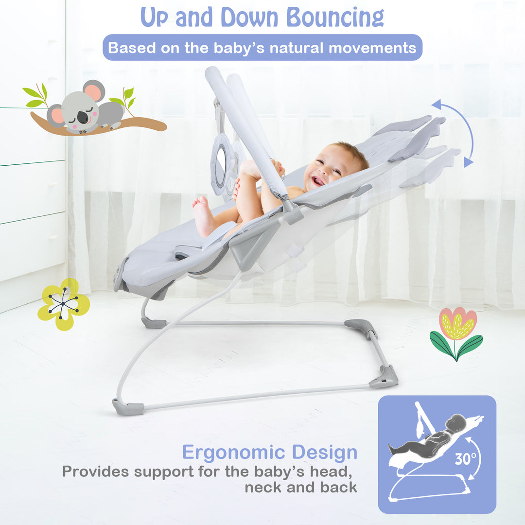 Portable Baby Bouncer Infant Rocker Seat with Detachable Toy Bar-Gray