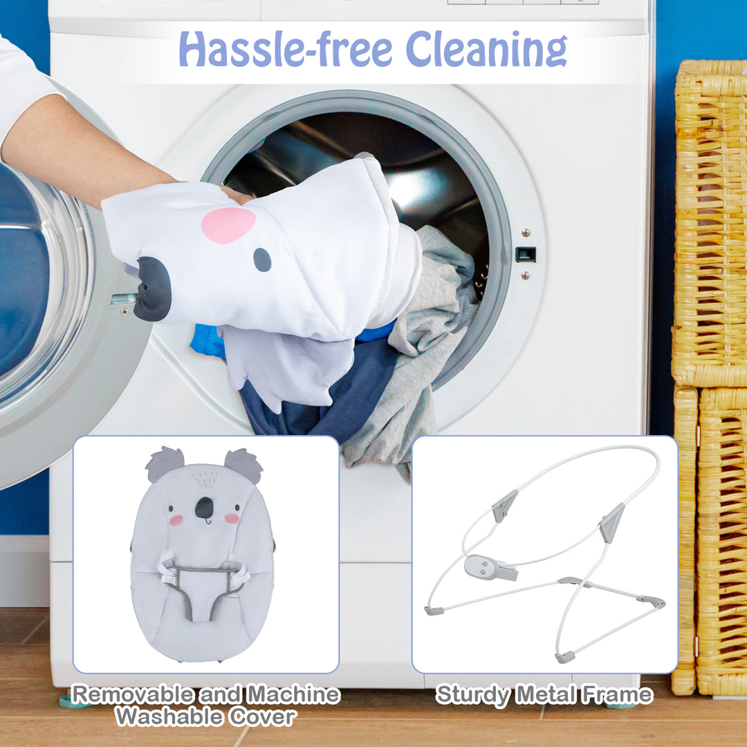 Portable Baby Bouncer Infant Rocker Seat with Detachable Toy Bar-Gray