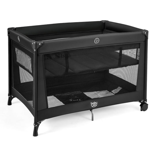 Portable Baby Playard Folding Travel Crib for Infants with Soft Mattress