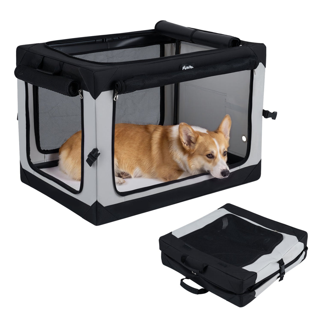Collapsible Soft Dog Crate with 4 Mesh Doors - Large