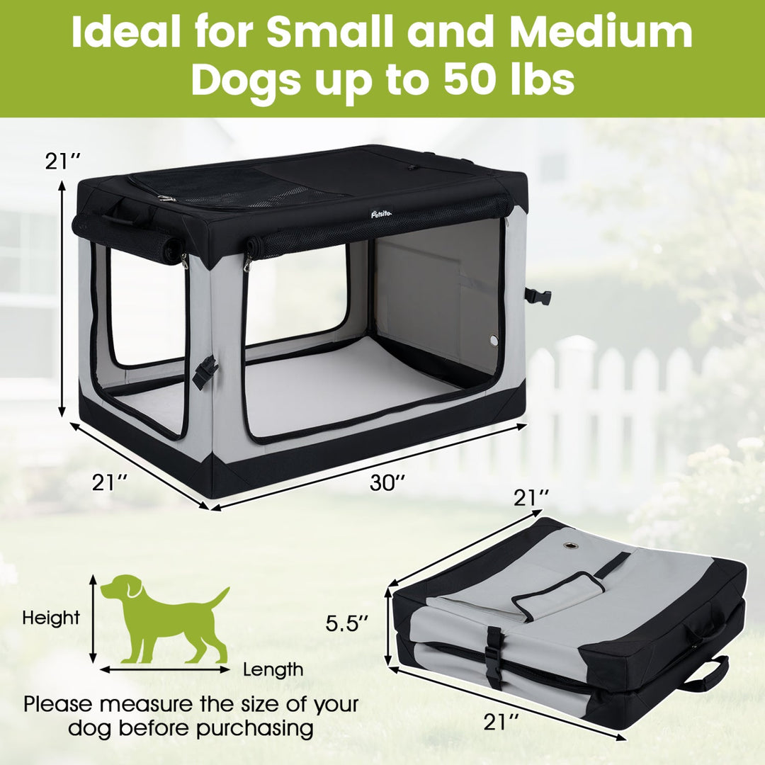 Collapsible Soft Dog Crate with 4 Mesh Doors - Large