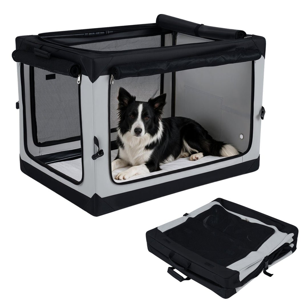 Collapsible Soft Dog Crate with 4 Mesh Doors - Large