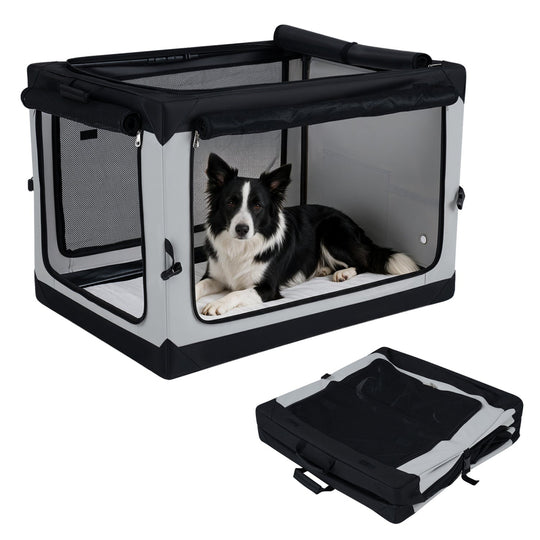 Collapsible Soft Dog Crate with 4 Mesh Doors - Large