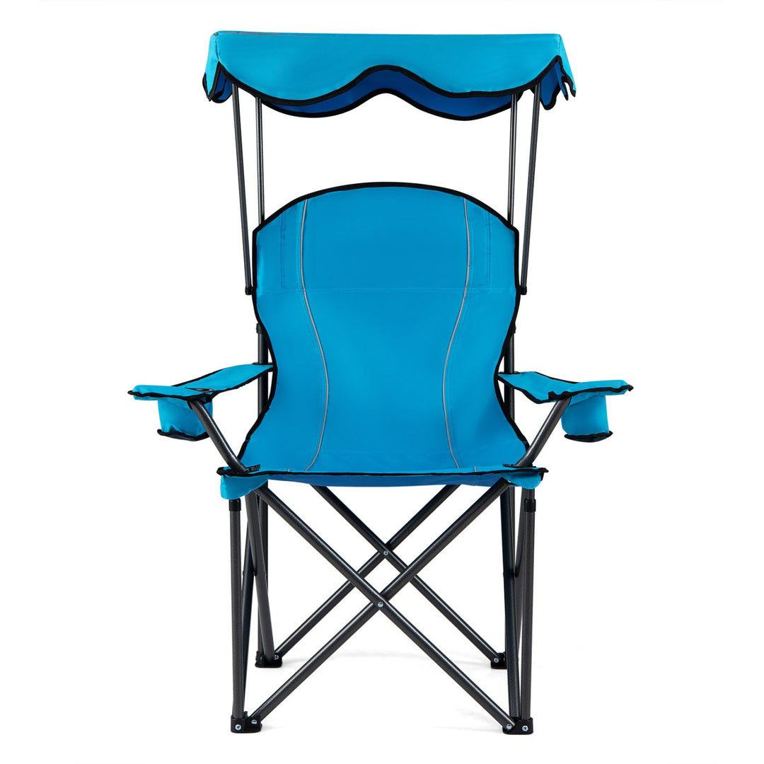 Portable Folding Beach Canopy Chair with Cup Holders