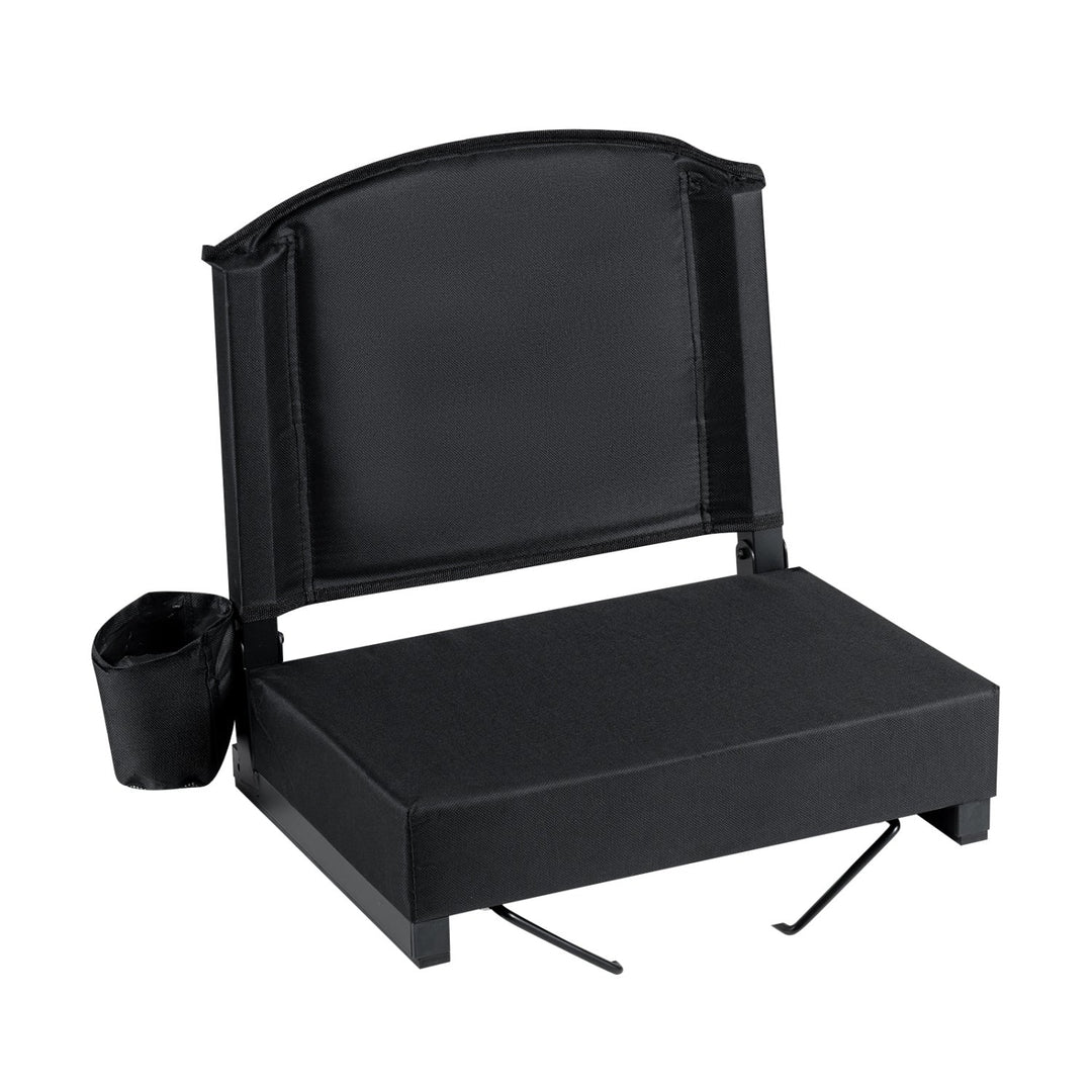 Folding Bleacher Chair with Padded Cushion & Shoulder Strap