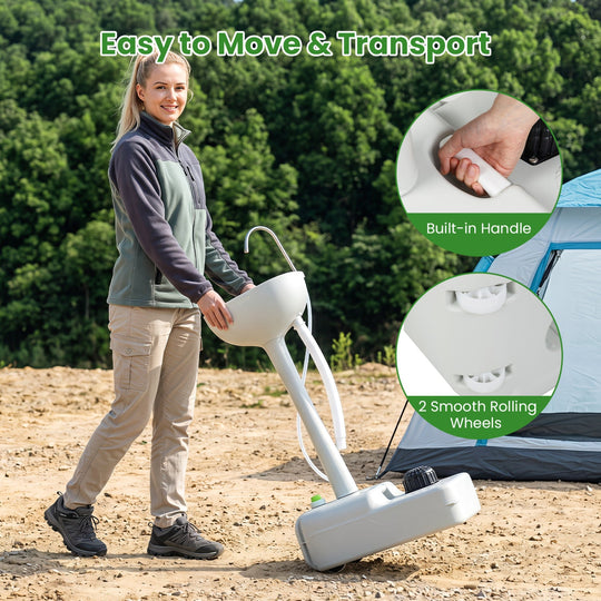 Portable Camping Sink with 4.5 Gallon Tank and Foot Pump