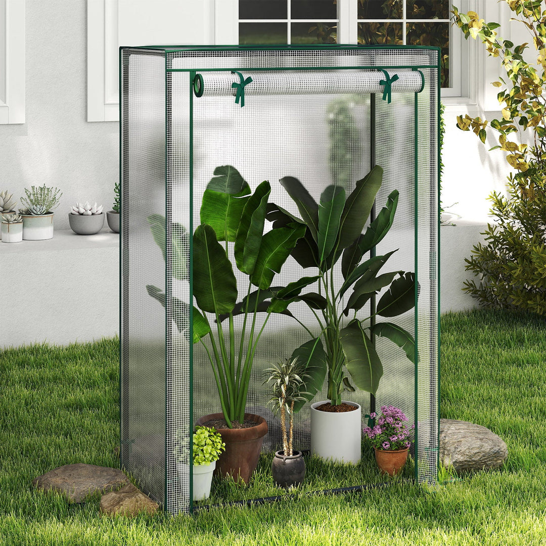 Portable Mini Greenhouse with Roll-Up Zippered Door