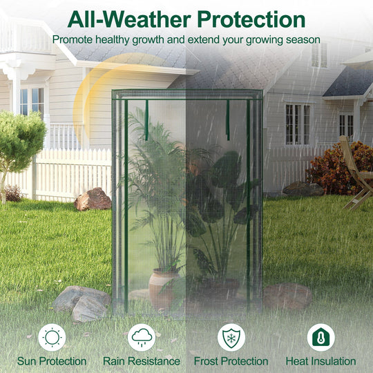 Portable Mini Greenhouse with Roll-Up Zippered Door