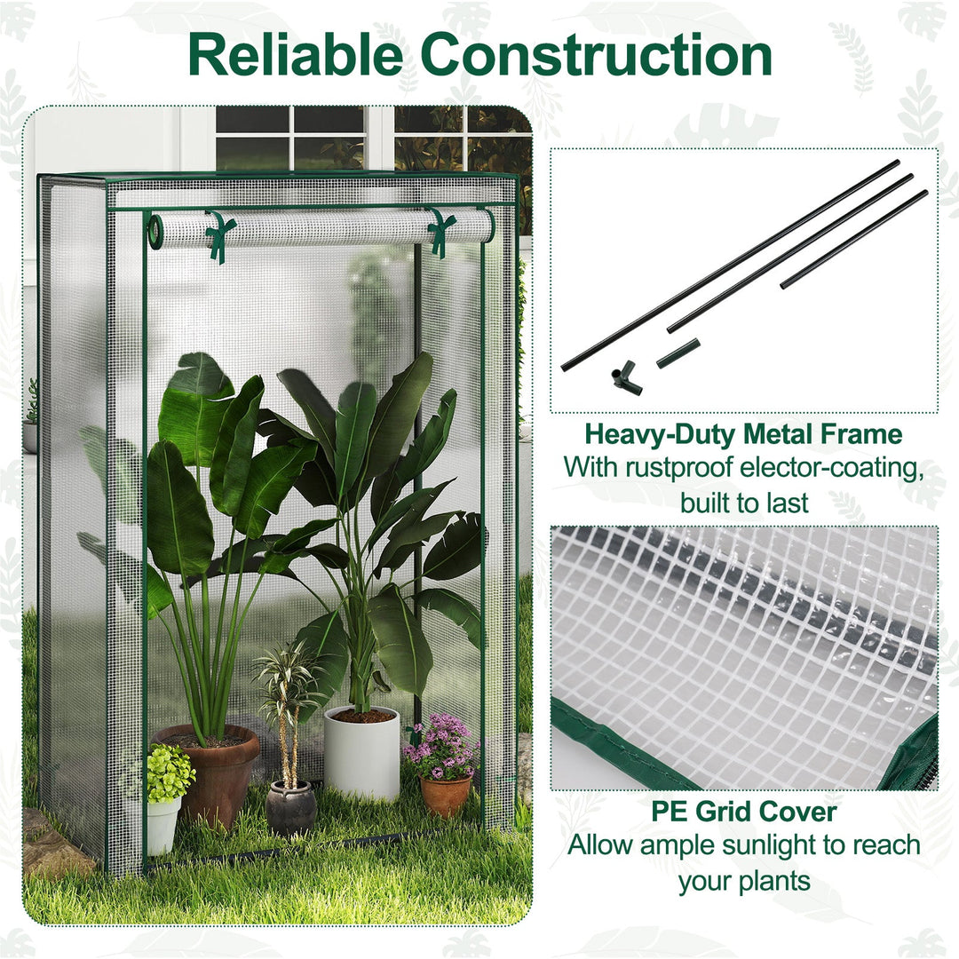 Portable Mini Greenhouse with Roll-Up Zippered Door