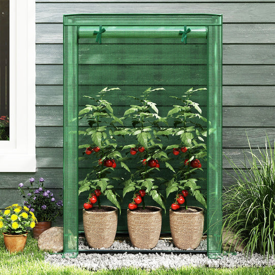 Portable Mini Greenhouse with Roll-Up Zippered Door