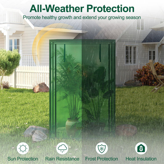 Portable Mini Greenhouse with Roll-Up Zippered Door
