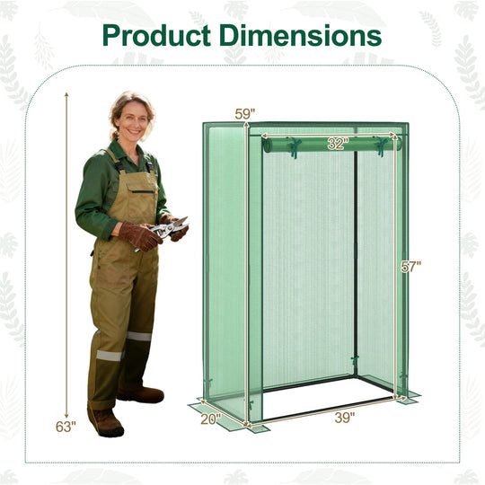 Portable Mini Greenhouse with Roll-Up Zippered Door