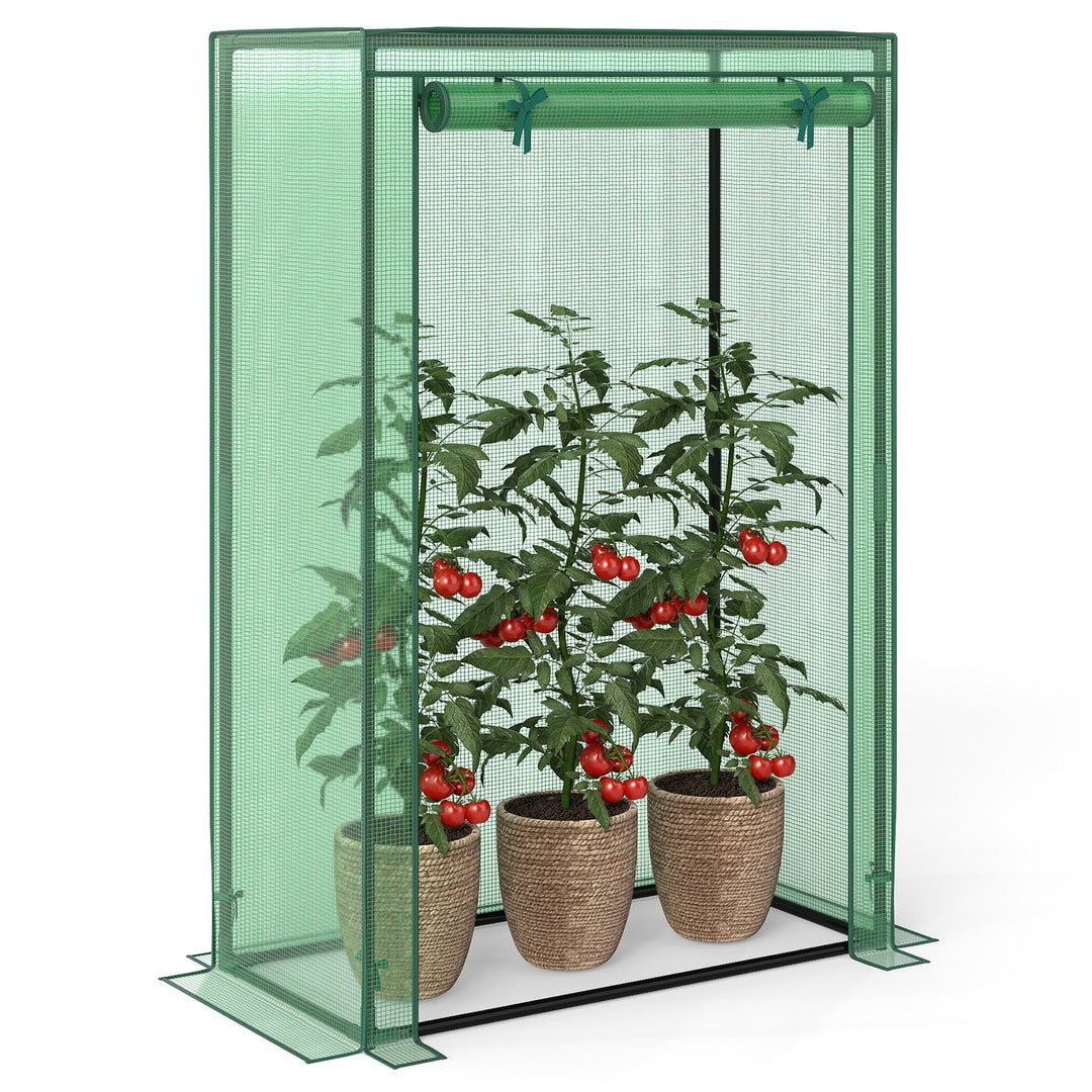 Portable Mini Greenhouse with Roll-Up Zippered Door