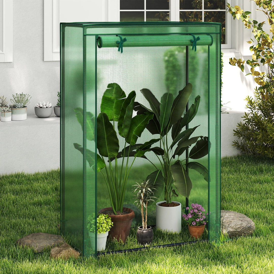 Portable Mini Greenhouse with Roll-Up Zippered Door