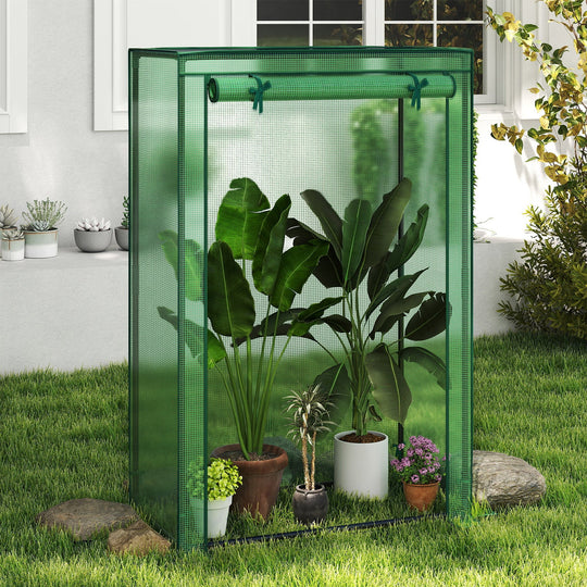Portable Mini Greenhouse with Roll-Up Zippered Door