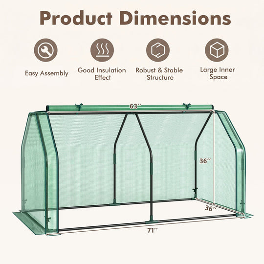 Portable Mini Greenhouse with PE Cover and Roll-Up Door