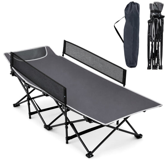 Portable Folding Camping Cot with Guardrail - 330 lbs Capacity