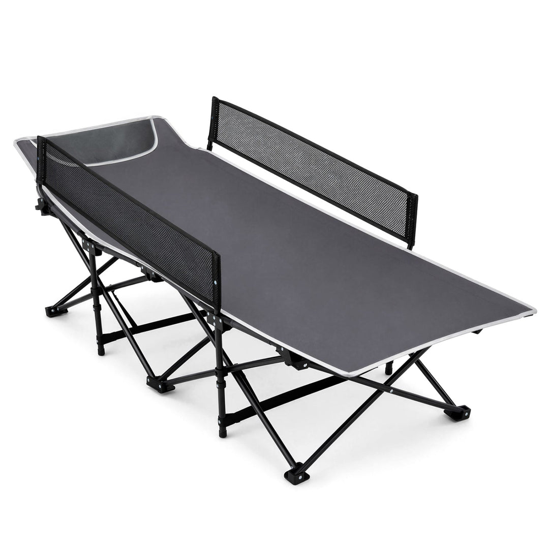 Portable Folding Camping Cot with Guardrail - 330 lbs Capacity