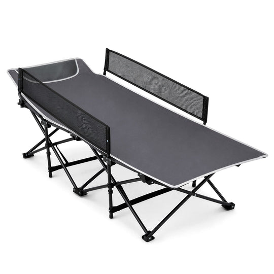 Portable Folding Camping Cot with Guardrail - 330 lbs Capacity