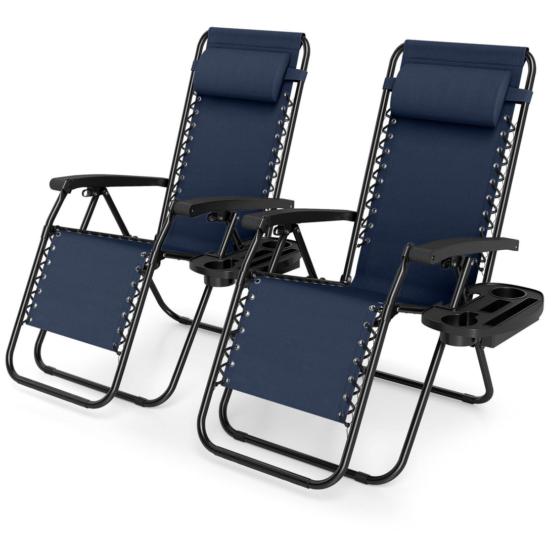 Zero Gravity Lounge Chairs Set of 2 with Cup Holders