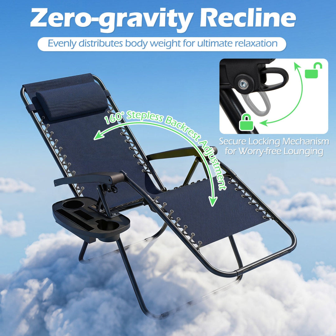 Zero Gravity Lounge Chairs Set of 2 with Cup Holders
