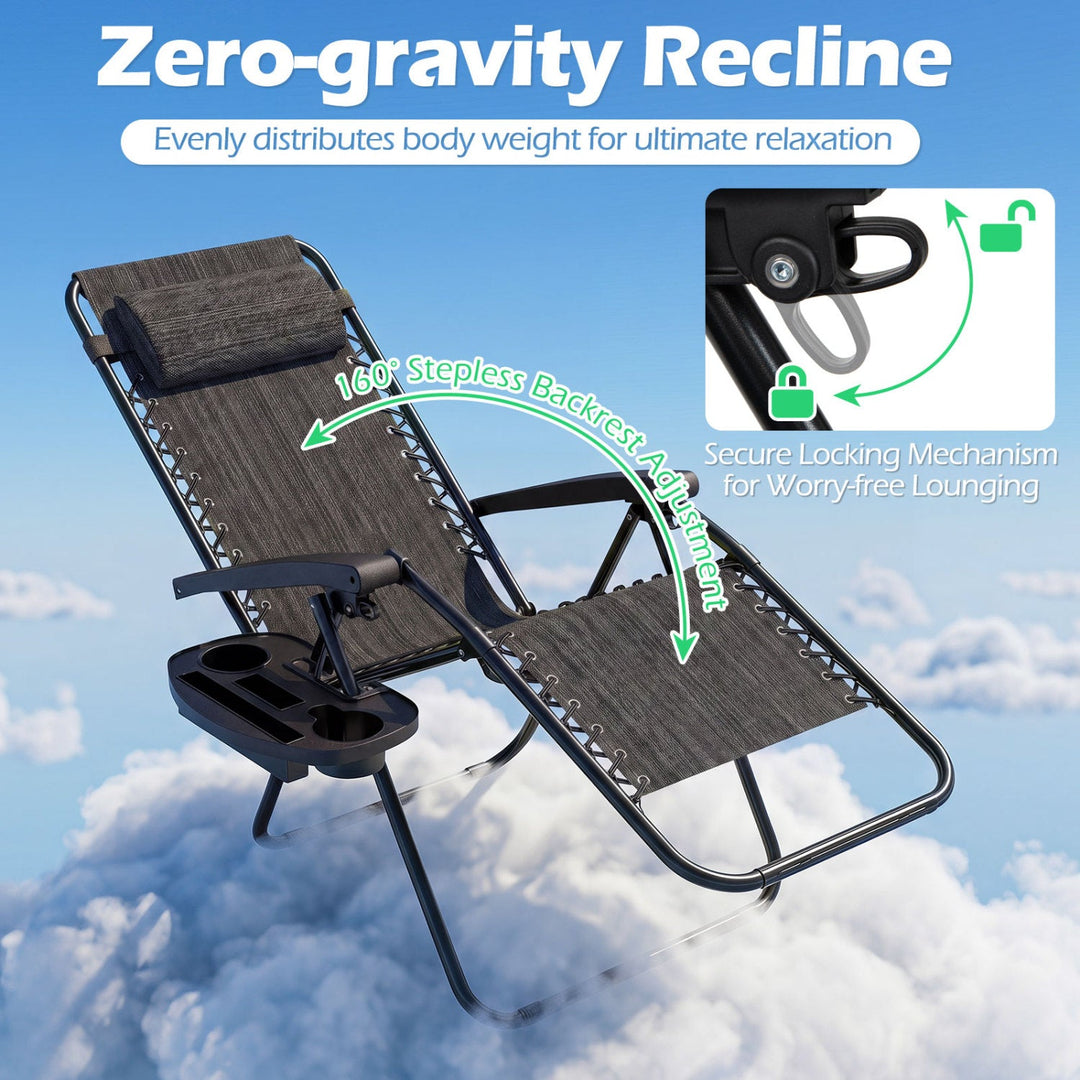 Zero Gravity Lounge Chairs Set of 2 with Cup Holders