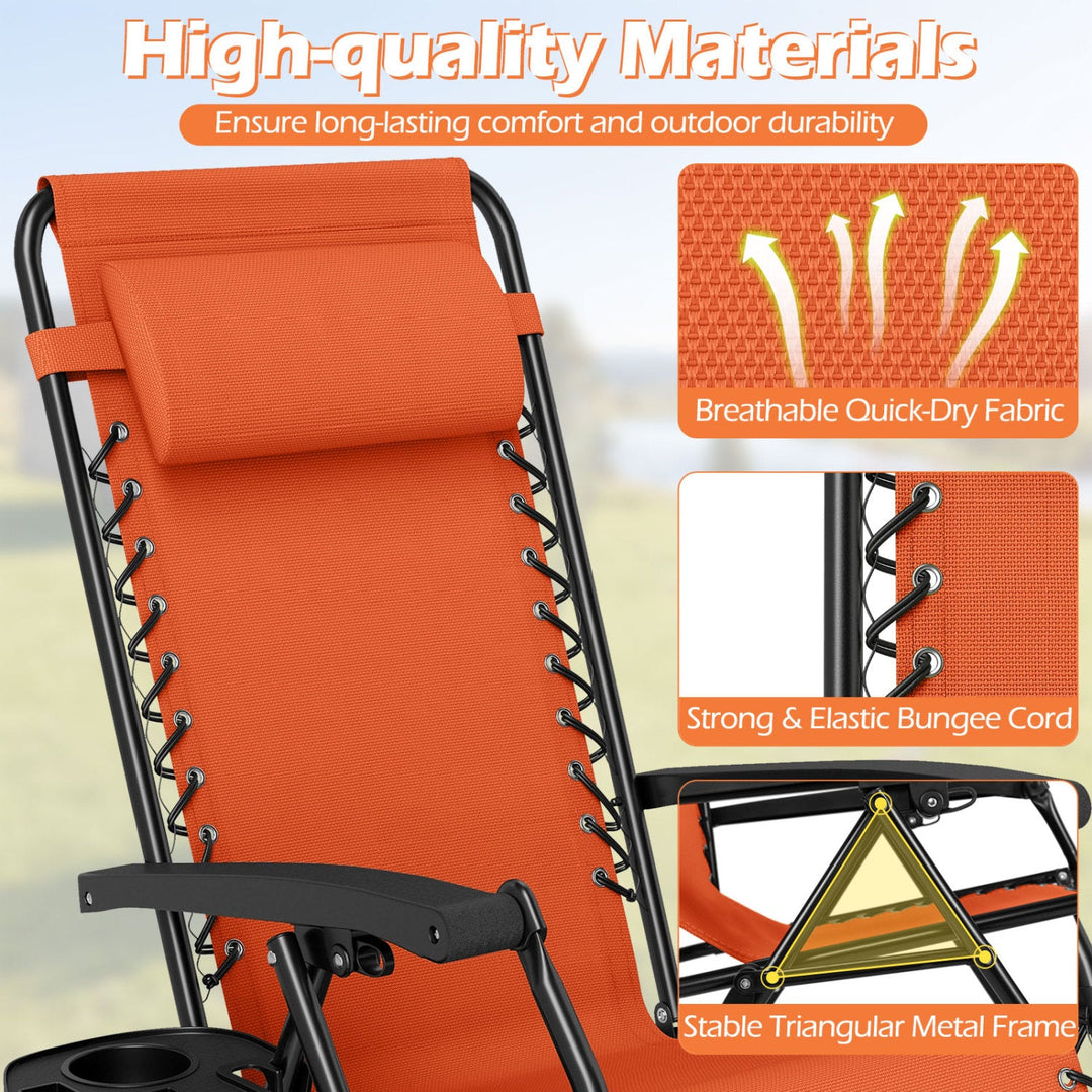 Zero Gravity Lounge Chairs Set of 2 with Cup Holders