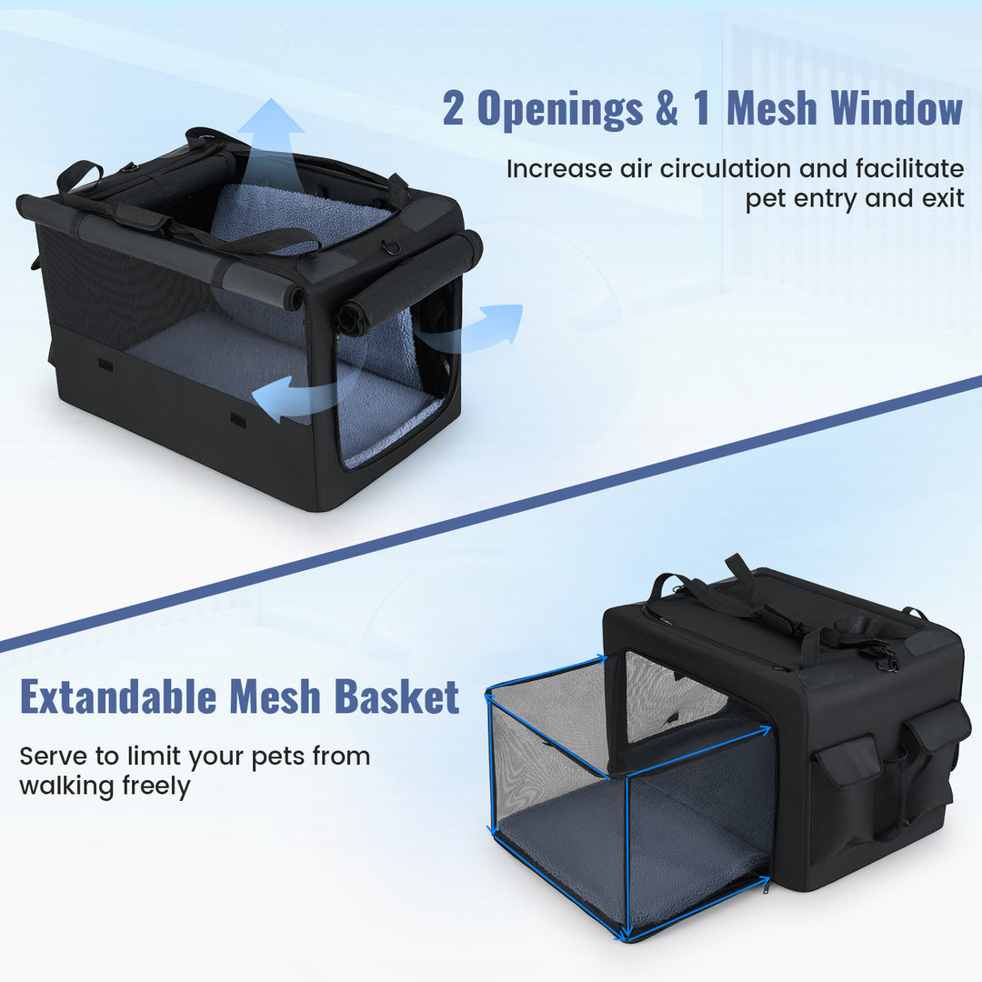 Portable Foldable Pet Carrying Bag with 2 Openings and Comfy Cushion-M