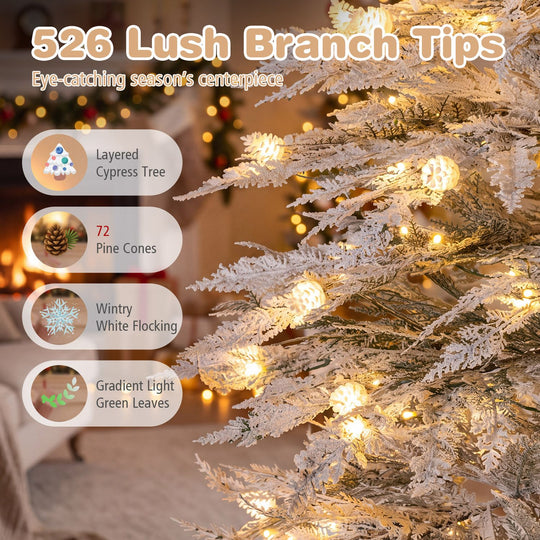 Pre-Lit Artificial Christmas Tree with 280/350/440 Warm White LED Lights and 8-Mode