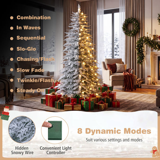 Pre-Lit Artificial Christmas Tree with 280/350/440 Warm White LED Lights and 8-Mode