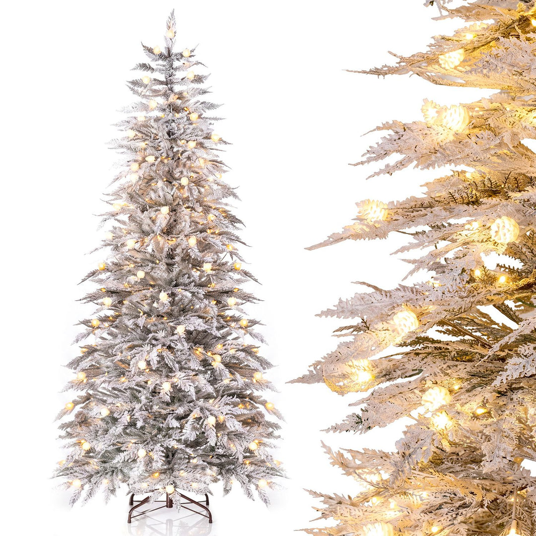 Pre-Lit Artificial Christmas Tree with 280/350/440 Warm White LED Lights and 8-Mode