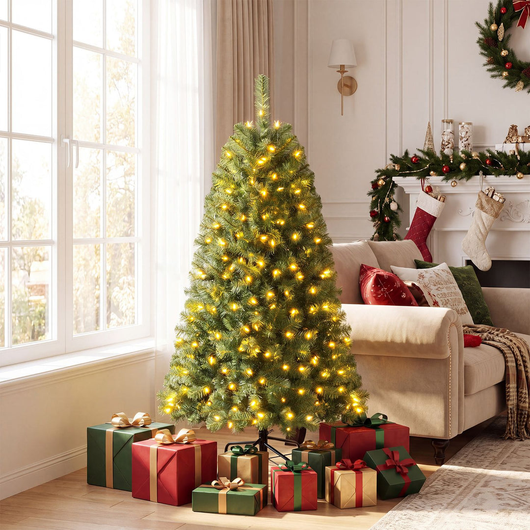 Pre-Lit Artificial Christmas Tree with 200/500 Warm White LED Lights-S