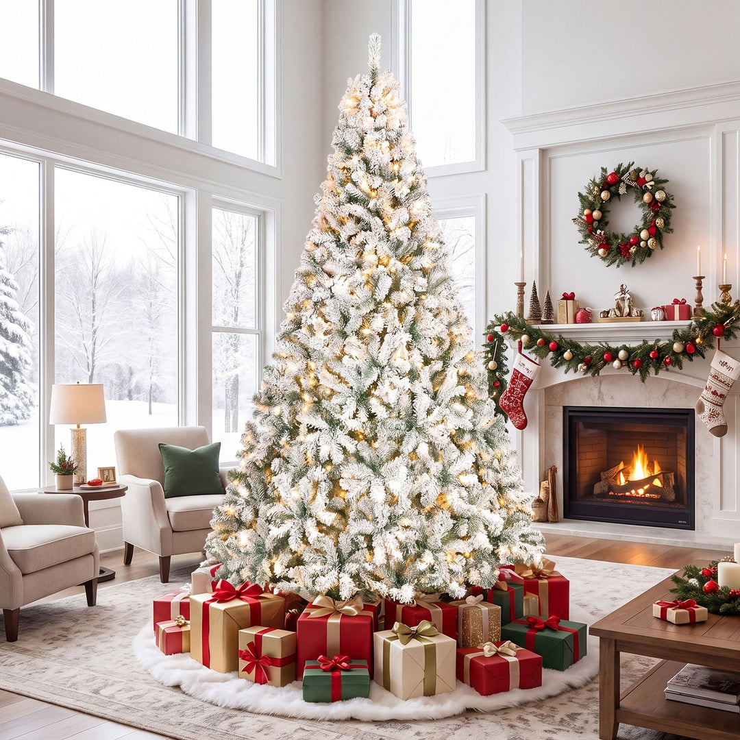 9/7.5/6/4.5 FT Pre-Lit Artificial Christmas Tree with 900/550/250/150 Warm White LED Lights
