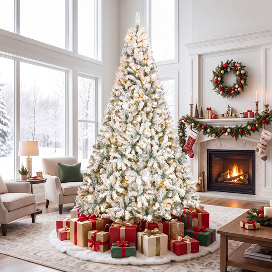 9/7.5/6/4.5 FT Pre-Lit Artificial Christmas Tree with 900/550/250/150 Warm White LED Lights