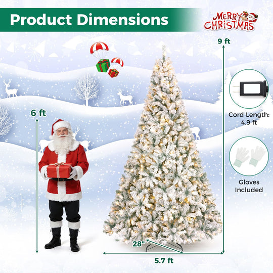 9/7.5/6/4.5 FT Pre-Lit Artificial Christmas Tree with 900/550/250/150 Warm White LED Lights