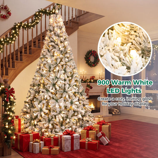 9/7.5/6/4.5 FT Pre-Lit Artificial Christmas Tree with 900/550/250/150 Warm White LED Lights