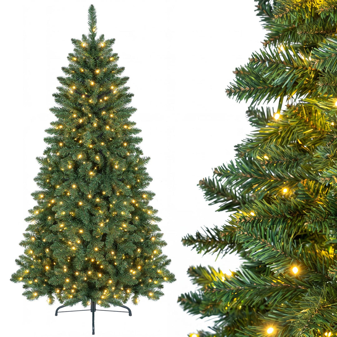 Pre-Lit Artificial Half National Christmas Tree with 8 Flash Modes