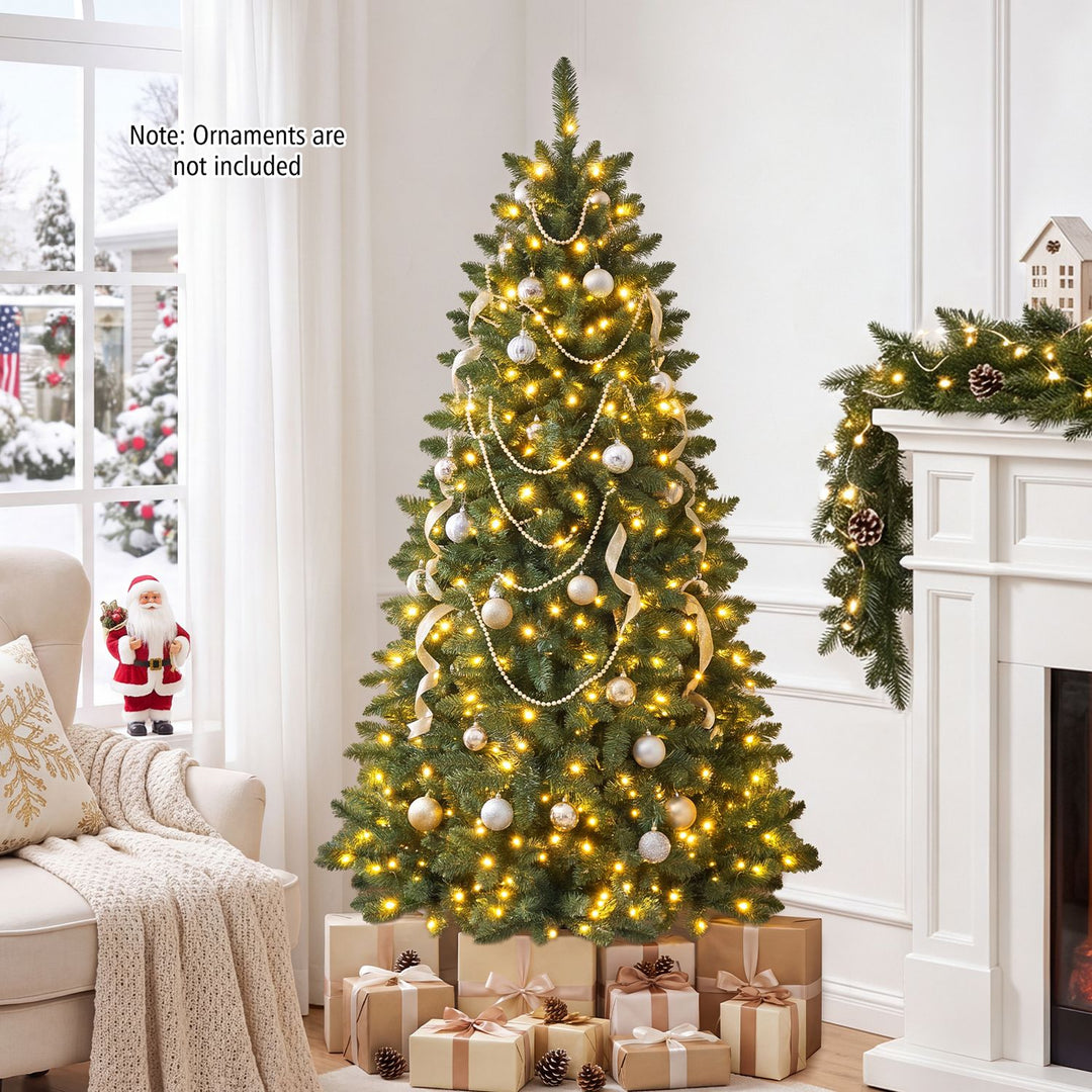 Pre-Lit Artificial Half National Christmas Tree with 8 Flash Modes