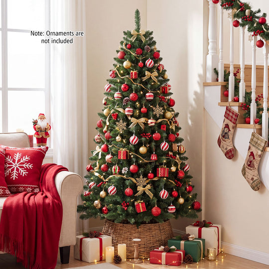 Pre-Lit Artificial Half National Christmas Tree with 8 Flash Modes