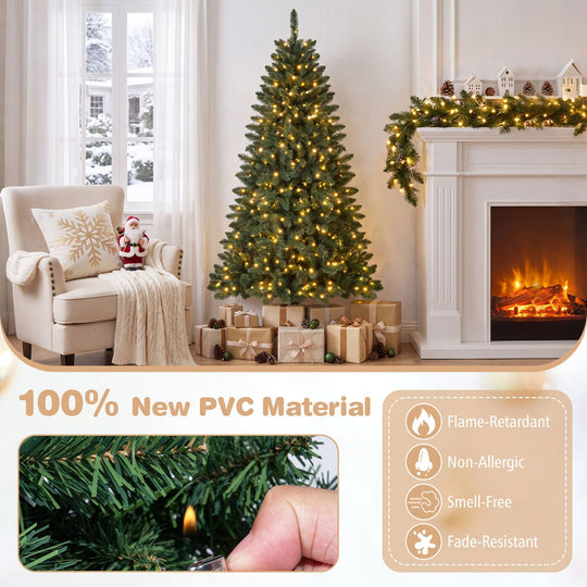 Pre-Lit Artificial Half National Christmas Tree with 8 Flash Modes