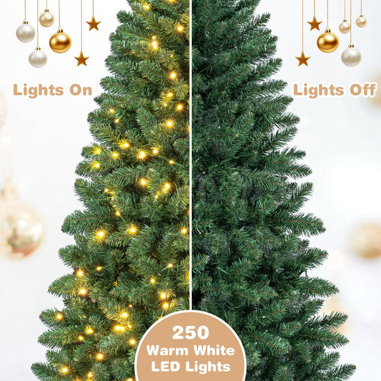 Pre-Lit Artificial Half National Christmas Tree with 8 Flash Modes