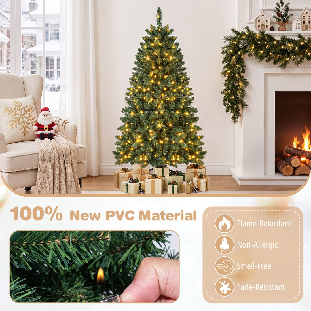 Pre-Lit Artificial Half National Christmas Tree with 8 Flash Modes